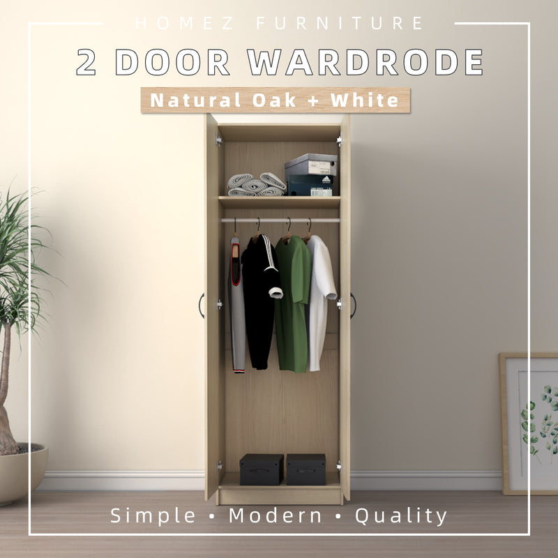 2FT 2 Door Wardrobe with Large Hanging Space - HMZ-FN-WD-6000