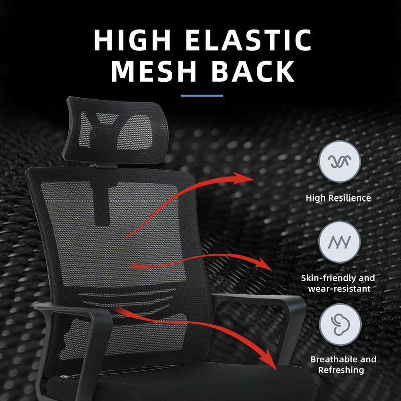 Emma High Back Mesh Office Chair with Ergonomic Design / Black - OC-HB-EMMA-BK+BK