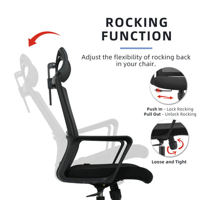 Emma High Back Mesh Office Chair with Ergonomic Design / Black - OC-HB-EMMA-BK+BK