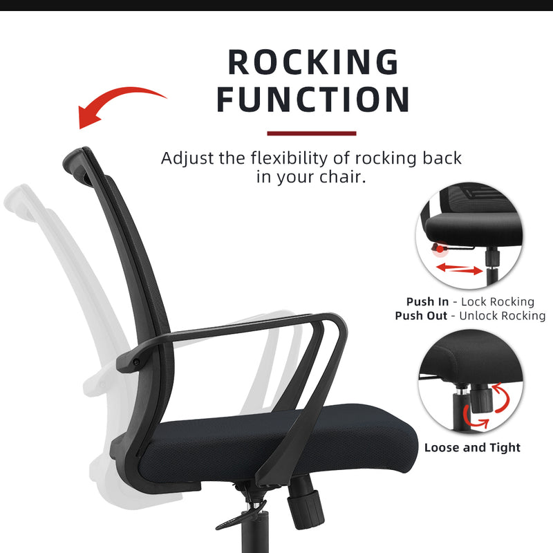 IVY Economical Mesh Office Chair with Ergonomic Design / Black - HMZ-OC-MB-IVY-BK+BK