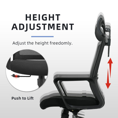 Emma High Back Mesh Office Chair with Ergonomic Design / Black - OC-HB-EMMA-BK+BK