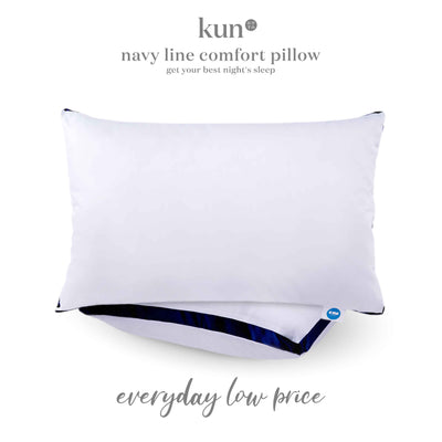 Kun Luxury Navy Line Comfort Pillow Filling 100% Cotton Fabric (1.4kg)