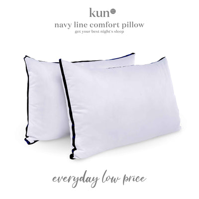Kun Luxury Navy Line Comfort Pillow Filling 100% Cotton Fabric (1.4kg)