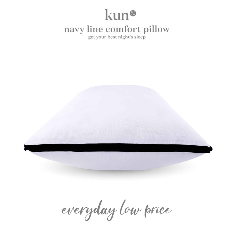 Kun Luxury Navy Line Comfort Pillow Filling 100% Cotton Fabric (1.4kg)