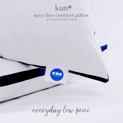 Kun Luxury Navy Line Comfort Pillow Filling 100% Cotton Fabric (1.4kg)