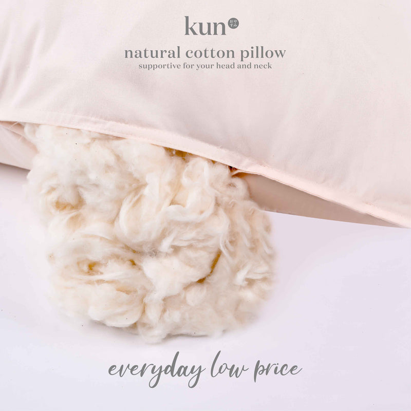 KUN Natural Cotton Pillow 100% Organic Smell 17inch x 27inch x 1.2kg