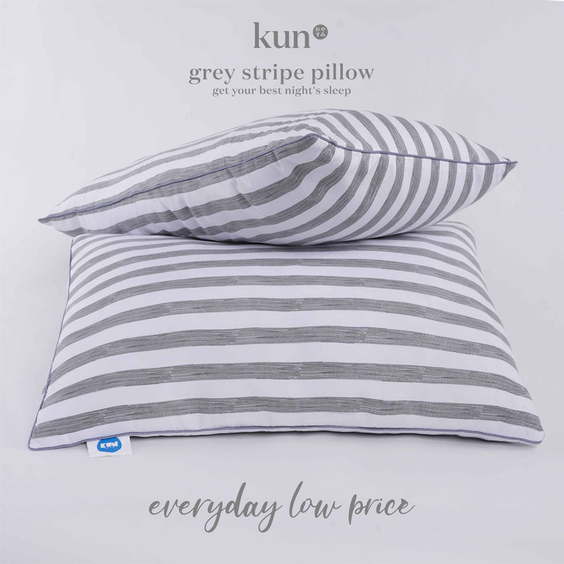 Kun Executive Grey Stripe Smooth Touch Fabric Premium Pillow