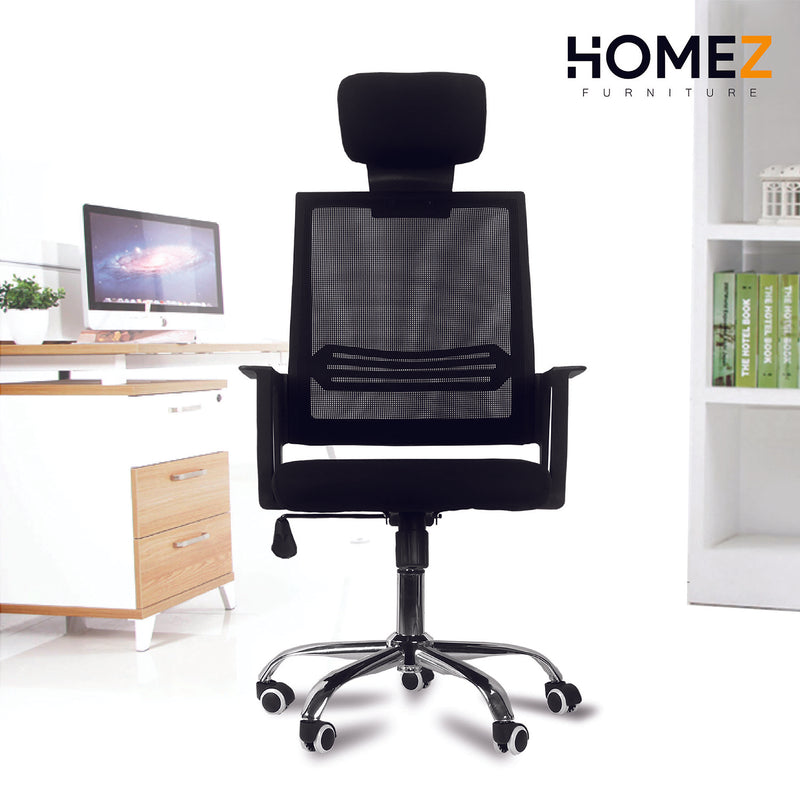 Mesh Office Chair HMZ-OC-HB-836 with Ergonomic Design & Chrome Leg - Black