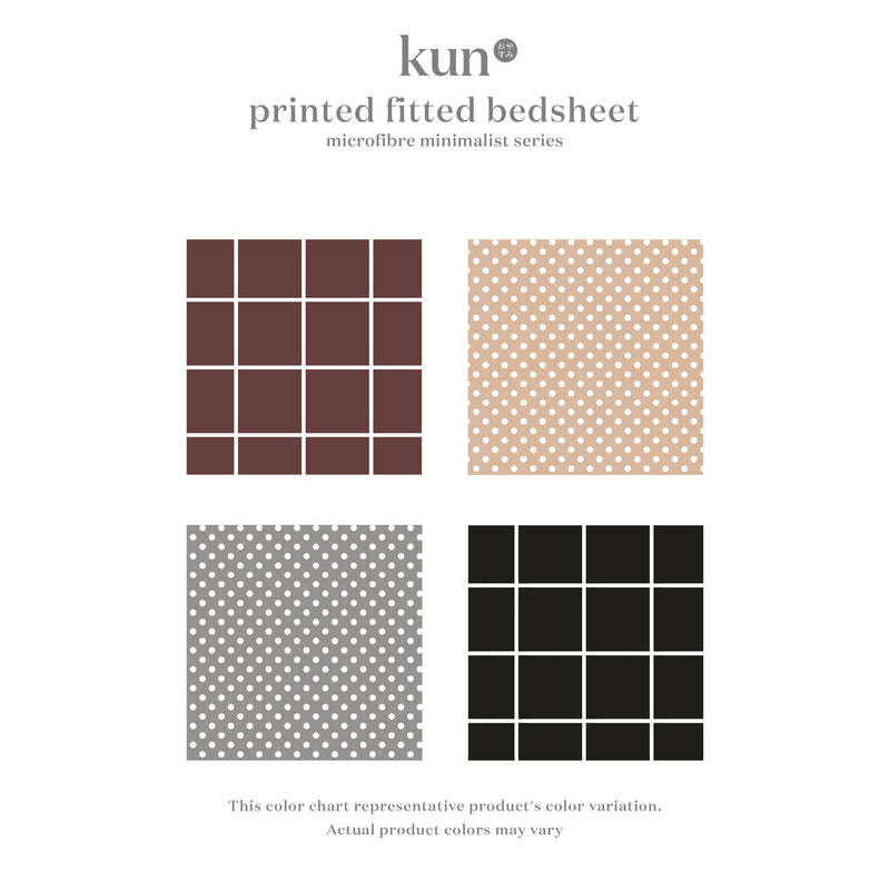 (New Arrival) Kun Minimalist Printed Design Premium Microfibre Fitted Bedsheet Only - Available In 4 Sizes