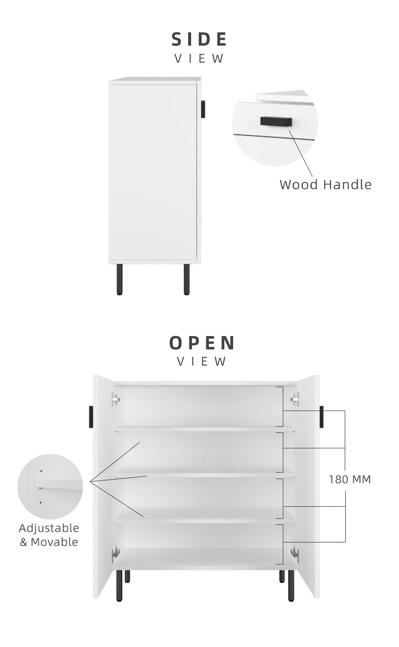 (Self-assembly) 2.5FT Jasmine Series Shoe Cabinet - HMZ-FN-SR-J0802-WT