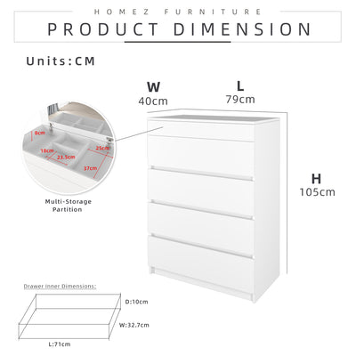 4 Layers Chest Drawer with Open Mirror - CD-7007