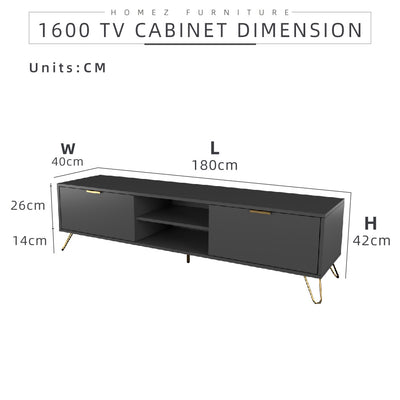 (Self-assembly) 6FT Stellate Series Tv Cabinet/ Console with Metal Leg - TC-1600-DGY