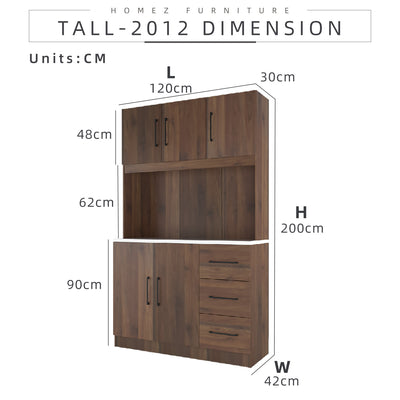 Homez Ventura Series Kitchen Cabinets Tall Unit / Kitchen Storage - HMZ-KC-MFC2012-WN