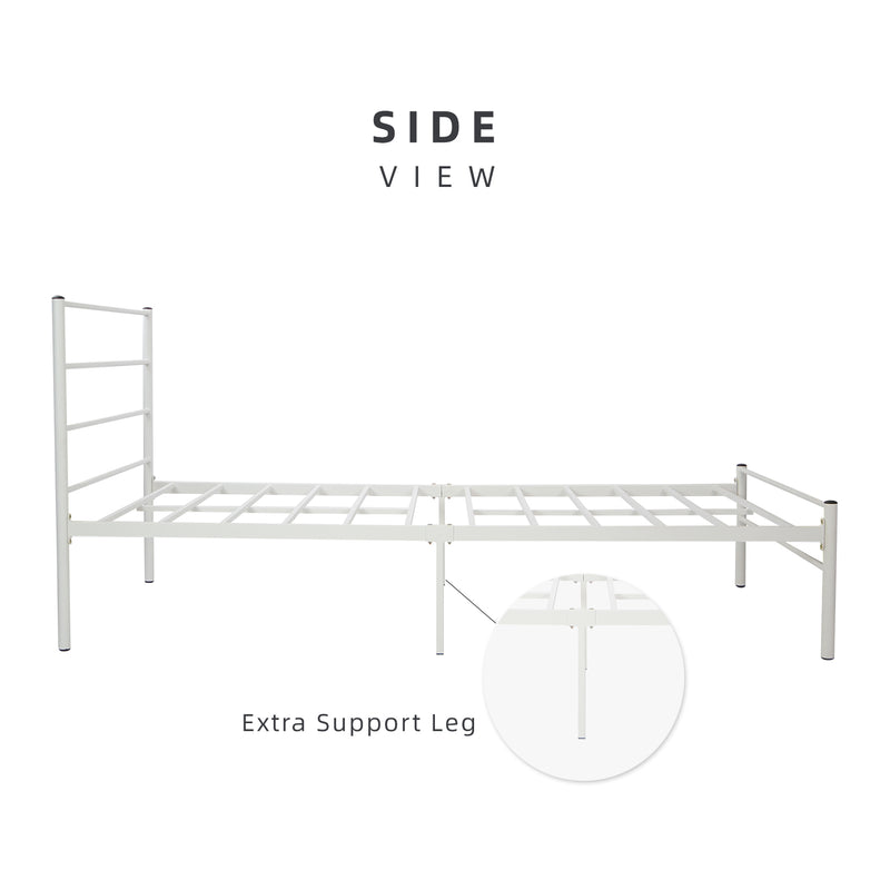 (Self-assembly) Single Modern White Metal Bed Frame with European Style Design-SSH-BF-7001-JOY-BED-WHT