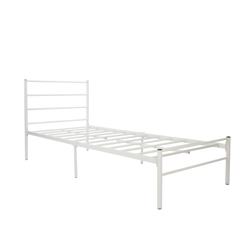 (Self-assembly) Single Modern White Metal Bed Frame with European Style Design-SSH-BF-7001-JOY-BED-WHT