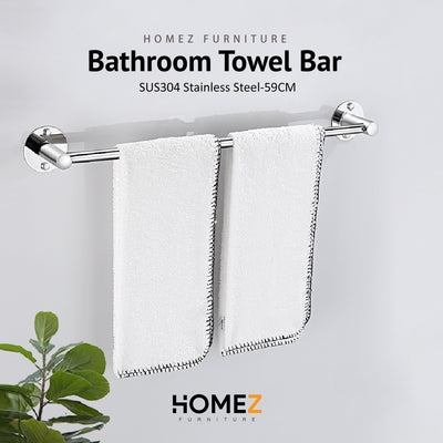 55CM SUS304 Stainless Steel Bathroom Single Towel Bar Wall Mounted Towel Hanger Rod Bar - HMZ-BRTB-LY9801-60
