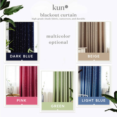 KUN Eyelet Starry Stylish Curtain 85% Blackout 100cm(W) x 250cm(H)