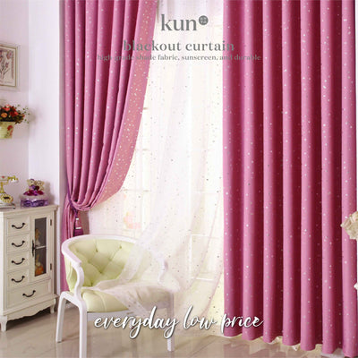 KUN Eyelet Starry Stylish Curtain 85% Blackout 100cm(W) x 250cm(H)